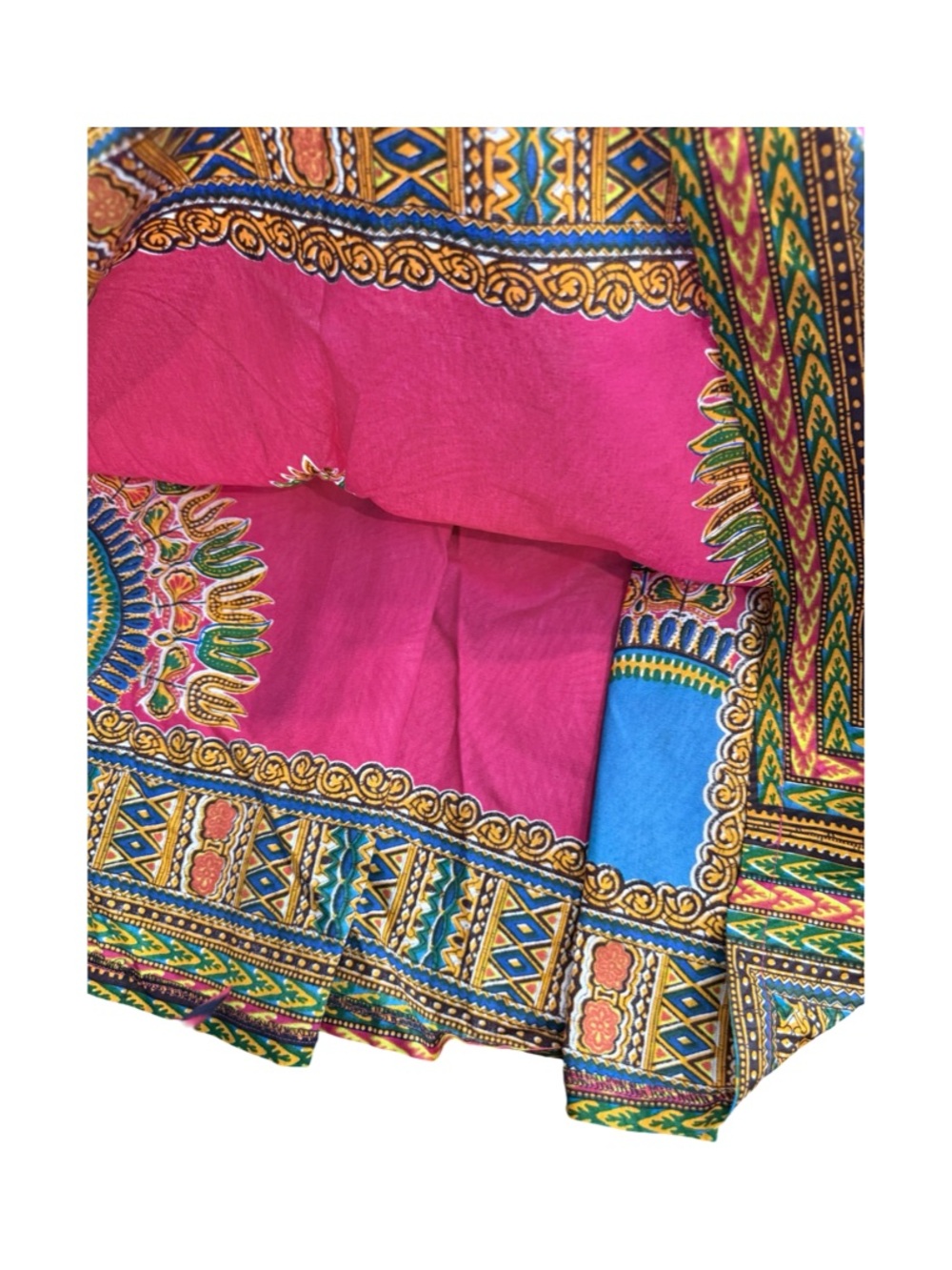 Sleeveless Magenta Maxi Dress with African Print Tie-Waist - Picture 8 of 15